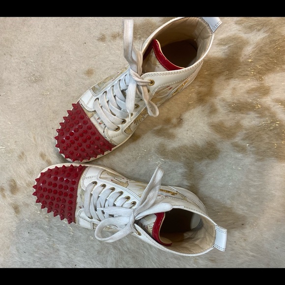 Christian Louboutin Red and White High Tops - Picture 3 of 7